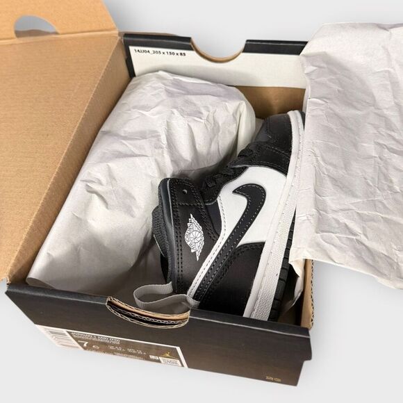 Nike Other - Nike Air Jordan 1 Mid Shoes Toddler TD size 7C Black White Noir DQ8425-010 NIB